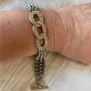 Lia Sophia Two‎ Tone Chain Bracelet with Crystals